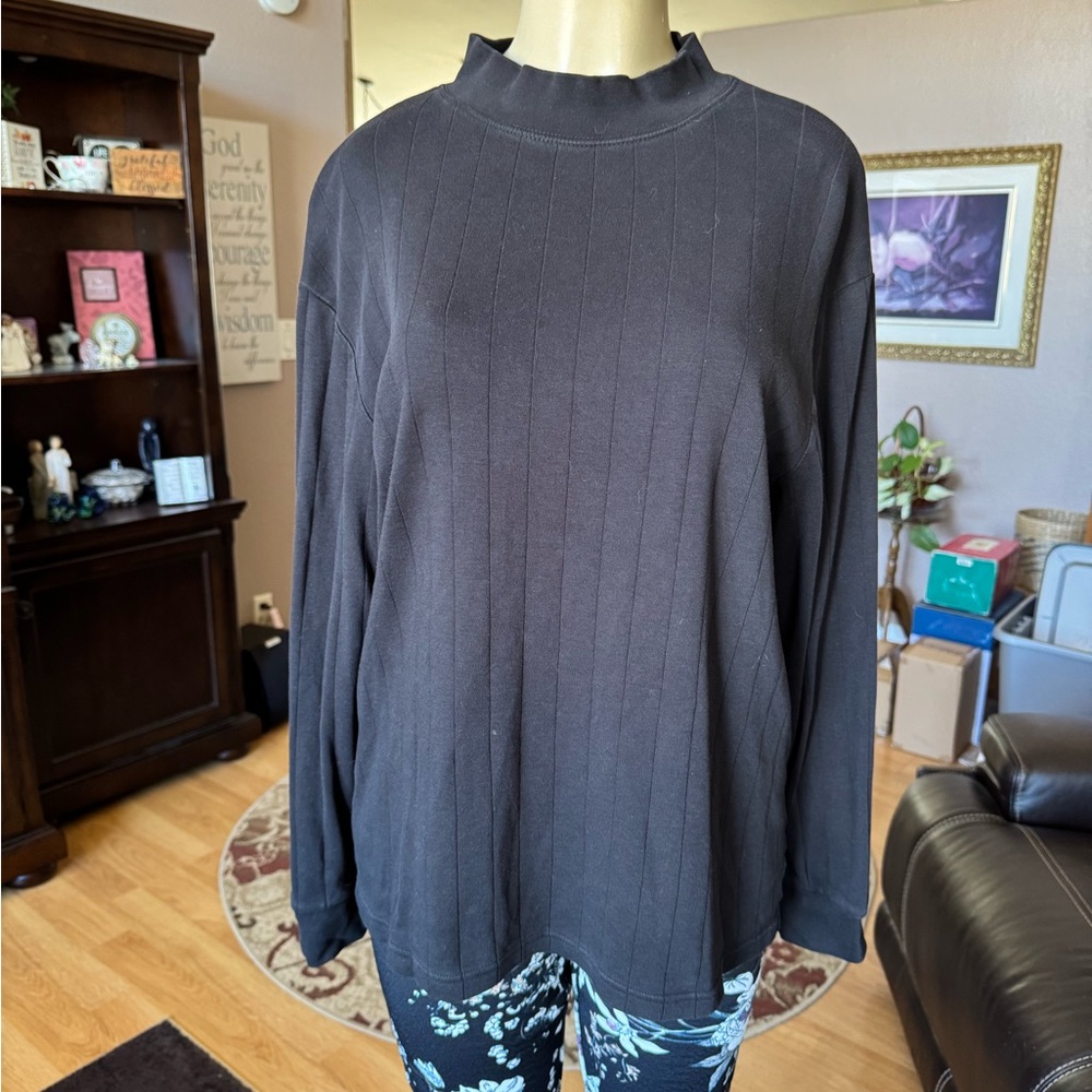 John Ashford black long sleeve baby turtleneck sweater-size L